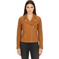 House of Leather Women's Real Goat Suede Biker Jacket Lola Navy 18 in Tan | Size: 14