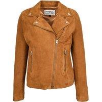 House of Leather Women's Real Goat Suede Biker Jacket Lola Navy 18 in Tan | Size: 16