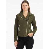 House of Leather Women's Real Goat Suede Biker Jacket Lola Navy 18 in Green | Size: 8