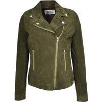 House of Leather Women's Real Goat Suede Biker Jacket Lola Navy 18 in Green