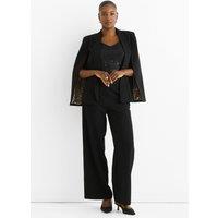 Gini London Women's Black Contrast Animal Lining Tailoring Cape Blazer | Size: 12