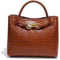 PEACH ACCESSORIES Women's Belle Croc Elegant Handbag in Brown