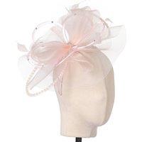 PEACH ACCESSORIES Women's Jewelled Temptation Exquisite Feathered Fascinator in Pale Pink