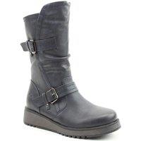 Heavenly Feet Women's HANNAH4 Mid Calf Side Zip Boots in Navy | Size: 8