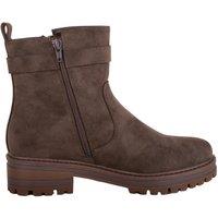 ABSOLUTE FOOTWEAR Women's Easy Slip On Faux Suede Ankle Boot with Twin Straps & Buckle Design in Brown | Size: 6