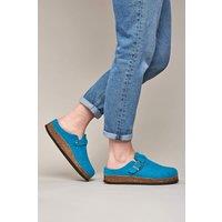 Moshulu Women's 'Cecilia' Wool Felt Clog Mule Slippers in Teal | Size: 4