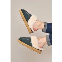 Moshulu Women's 'Anzio' Slip On Sheepskin Slipper in Dark Green | Size: 6