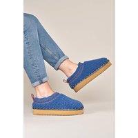 Moshulu Women's 'Cuba' Woolly Mule Slippers in Blue | Size: 8