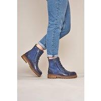 Moshulu Women's 'Bardsey 2' Leather Biker Boots in Blue | Size: 6