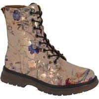 Cipriata Women's Annetta Floral Combat Boots in Ecru | Size: 7