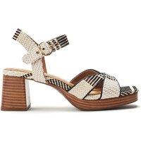 Moda In Pelle Women's 'Grechian' Textile Heeled Sandals in Off-White | Size: 3