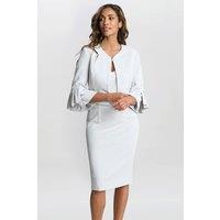 Gina Bacconi Women's Gigi Moss Crepe Bolero in Silver | Size: 16