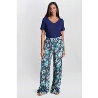 Gina Bacconi Women's Quinn Satin Pull On Wide Leg Trouser in Blue | Size: Medium