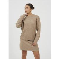 Brave Soul Women's Knitted Jumper & Mini Skirt Set in Taupe | Size: XS