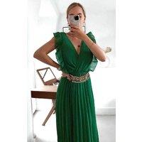 IKRUSH Women's Bryanna Pleated Maxi Dress in Green | Size: 8