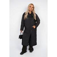 IKRUSH Women's Yvette Longline Padded Coat With Side Pockets in Black | Size: Small