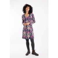 Weird Fish Women's Hope Printed V-Neck Jersey Dress in Baby Blue | Size: 10