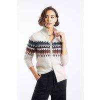 Weird Fish Women's Lenka Fair Isle Full Zip Knit Cardigan in Ivory | Size: 10