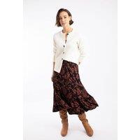 Weird Fish Women's Minnerve Viscose Tiered Maxi Skirt in Chocolate | Size: 14