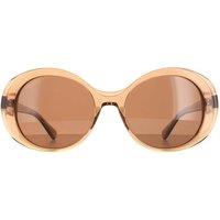 Serengeti Women's Round Transparent Sand Beige Polarized Drivers Bacall Sunglasses in Brown