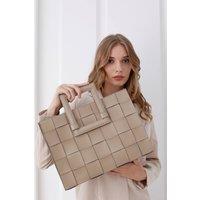 Belissh Women's Braided Tote Bag Convertible Handbag & Crossbody Bag in Beige