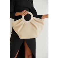 Belissh Women's Textured Vegan Leather Top Handle Fan Tote Bag in White