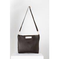 Belissh Women's Large Crossbody Bag With Handle Detail in Brown