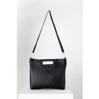 Belissh Women's Large Crossbody Bag With Handle Detail in Black