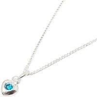 Harfi Women's Mini Aquamarine March Birthstone Heart Silver Necklace in Blue | Size: 18 inches