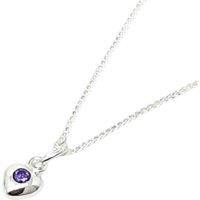 Harfi Women's Mini Amethyst February Birthstone Heart Silver Necklace in Purple | Size: 18 inches