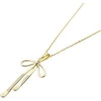 Harfi Women's Minimalist Ribbon Bow Charm Gold Plated Necklace | Size: 18 inches
