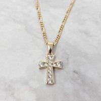 Harfi Women's Religious Cross Gold Plated Pendant Charm Necklace | Size: 18 inches
