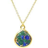 Harfi Women's 18ct Gold Vermeil Plated Azurite & Malachite Necklace | Size: 18 inches