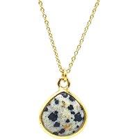 Harfi Women's 18ct Gold Vermeil Plated Dalmatian Jasper Gemstone Necklace | Size: 18 inches