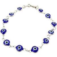 Harfi Women's Evil Eye Rhodium Plated Silver Protection Bracelet in Gold | Size: 7 inches