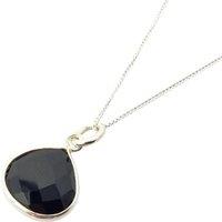 Harfi Women's Silver Black Onyx Gemstone Pendant Necklace | Size: 18 inches
