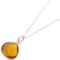 Harfi Women's Sterling Silver Citrine November Birthstone Necklace | Size: 18 inches