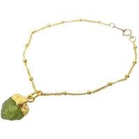 Harfi Women's Raw Peridot August Birthstone Satellite Bracelet in Gold | Size: 7 inches