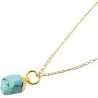 Harfi Women's Raw Turquoise December Birthstone Gold Plated Necklace | Size: 18 inches