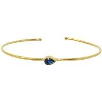 Harfi Women's Sapphire September Birthstone Gold Plated Bangle | Size: 7.5 inches