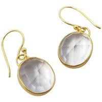 Harfi Women's 18ct Gold Plated White Topaz Wire Drop Earrings