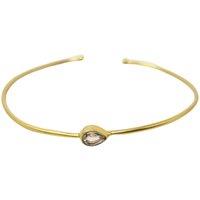 Harfi Women's 18ct Gold Plated White Topaz April Birthstone Bangle | Size: 7.5 inches