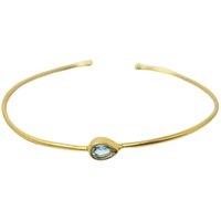 Harfi Women's 18ct Gold Plated Aquamarine March Birthstone Bangle | Size: 7.5 inches