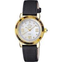 GV2 Women's Marsala Tortoise Swiss Quartz Diamonds Mother Of Pearl Dial, Black Suede Strap Watch