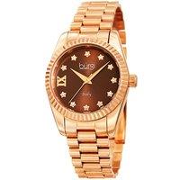 Burgi Women's BUR194 Casual Watch Round Case in Brown