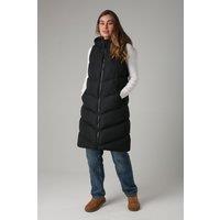 French Connection Women's Midi Quilted Gilet with Hood in Black | Size: XS