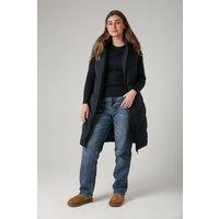 French Connection Women's Midi Quilted Gilet with Hood in Navy | Size: Medium