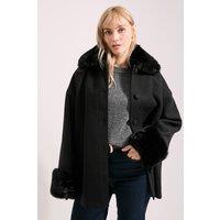 Wallis Women's Principles by Faux Fur Collar Coat in Black | Size: 10
