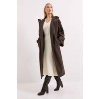 Wallis Women's Principles by Funnel Neck Button Coat in Chocolate | Size: 14