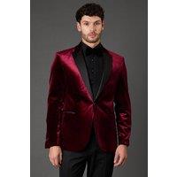 Burton Men's Burgundy Velvet Slim Fit Tuxedo Jacket | Size: 40R